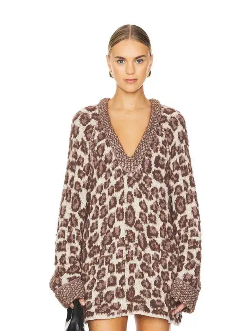 NWT Free People Little Animal Pullover in Grey Antler Combo Size XS Oversized